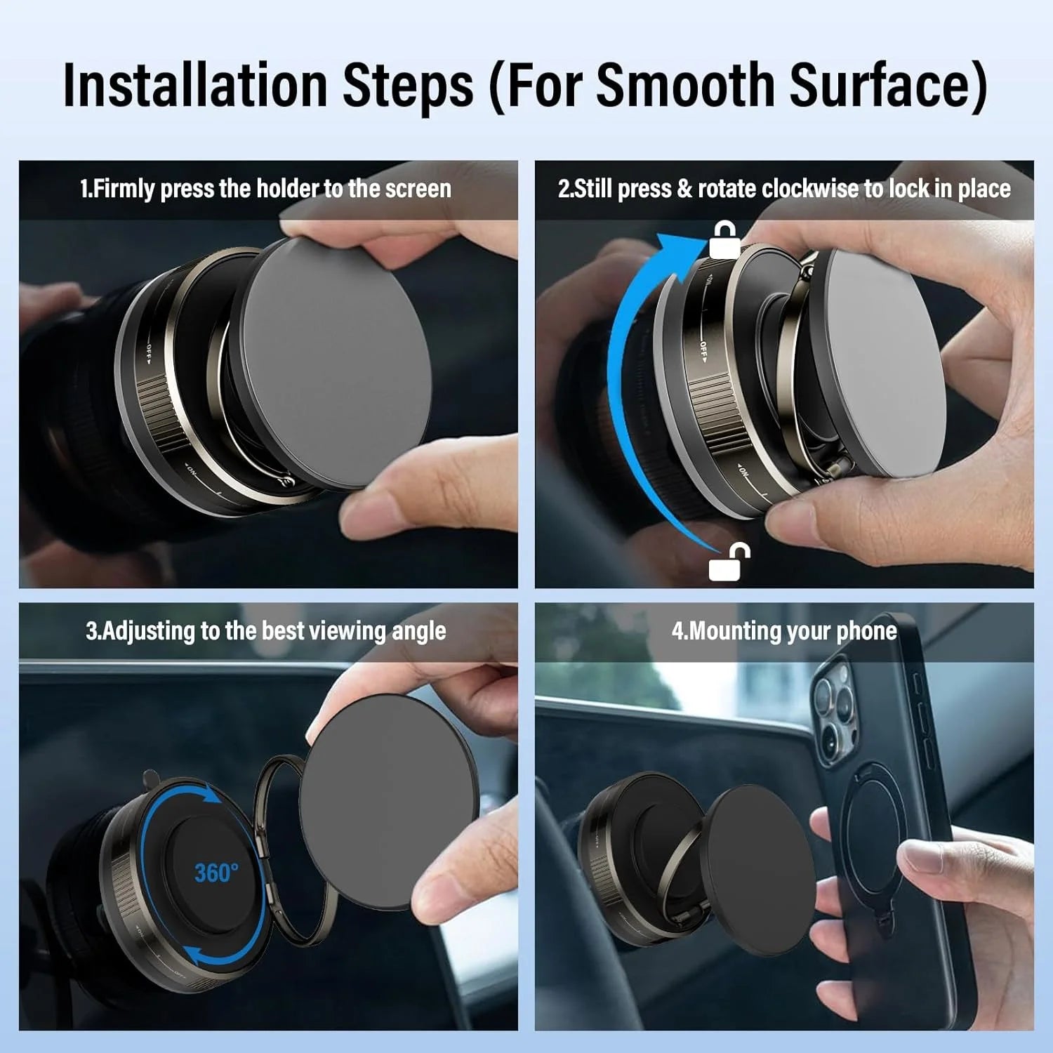 Upgraded 360° Vacuum Magnetic Phone Holder