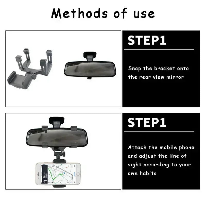 360° Rearview Mirror Phone Mount