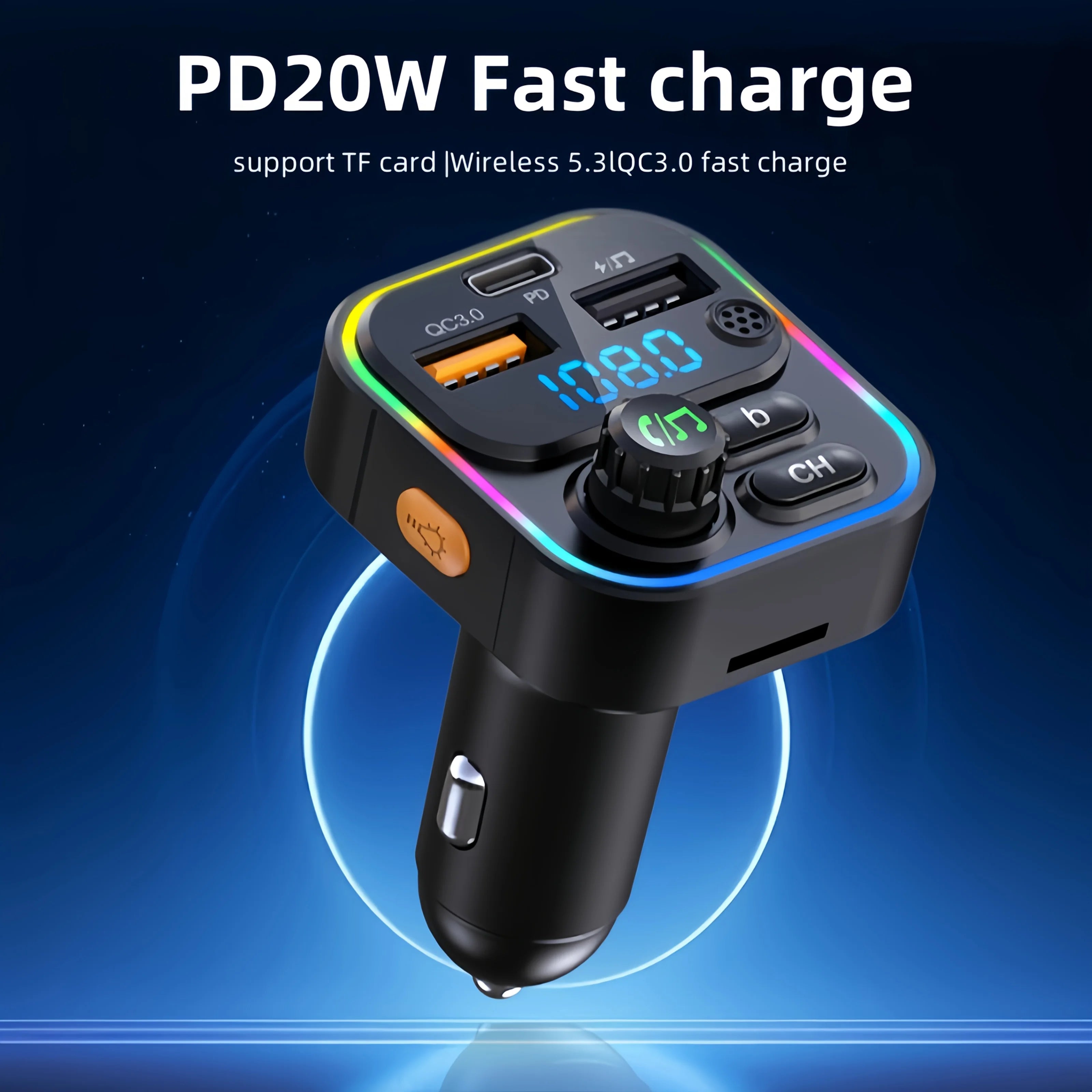 Bluetooth FM Transmitter with Fast Charging