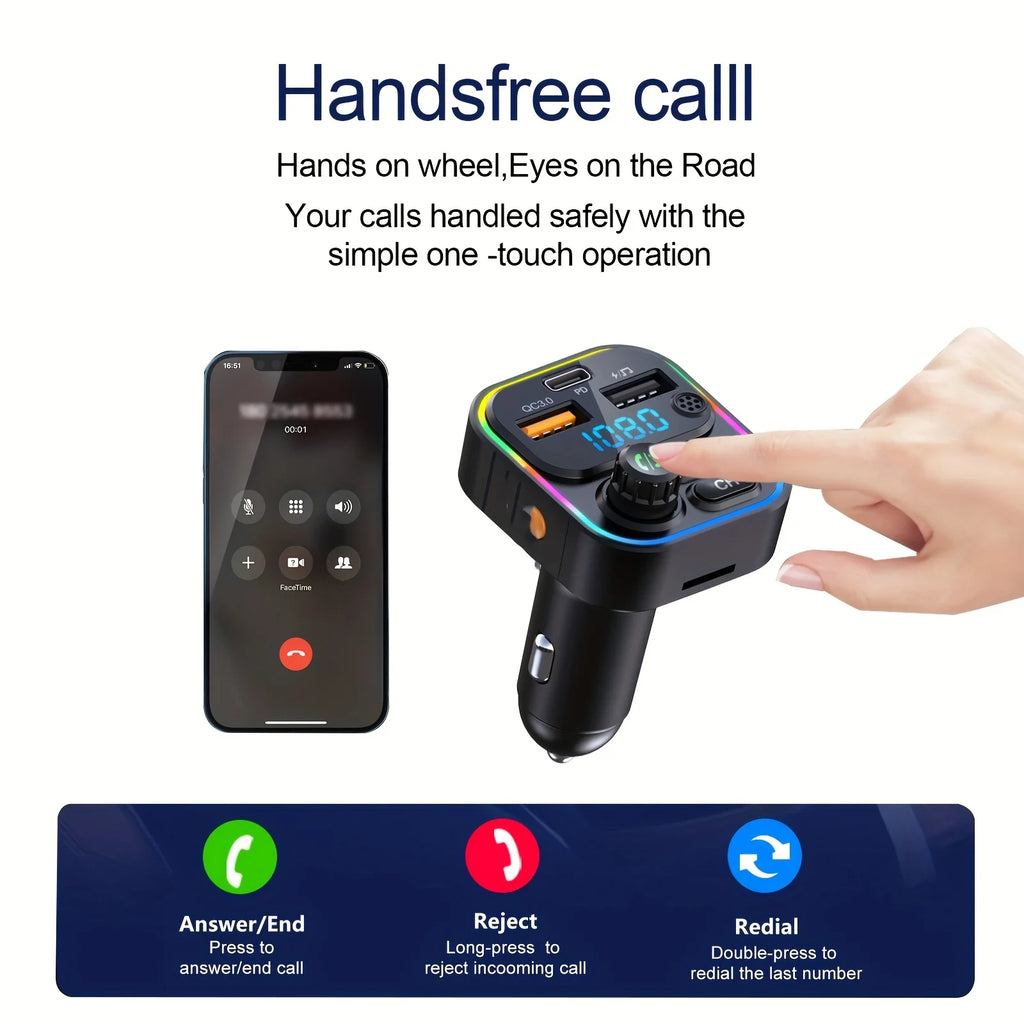 Bluetooth FM Transmitter with Fast Charging