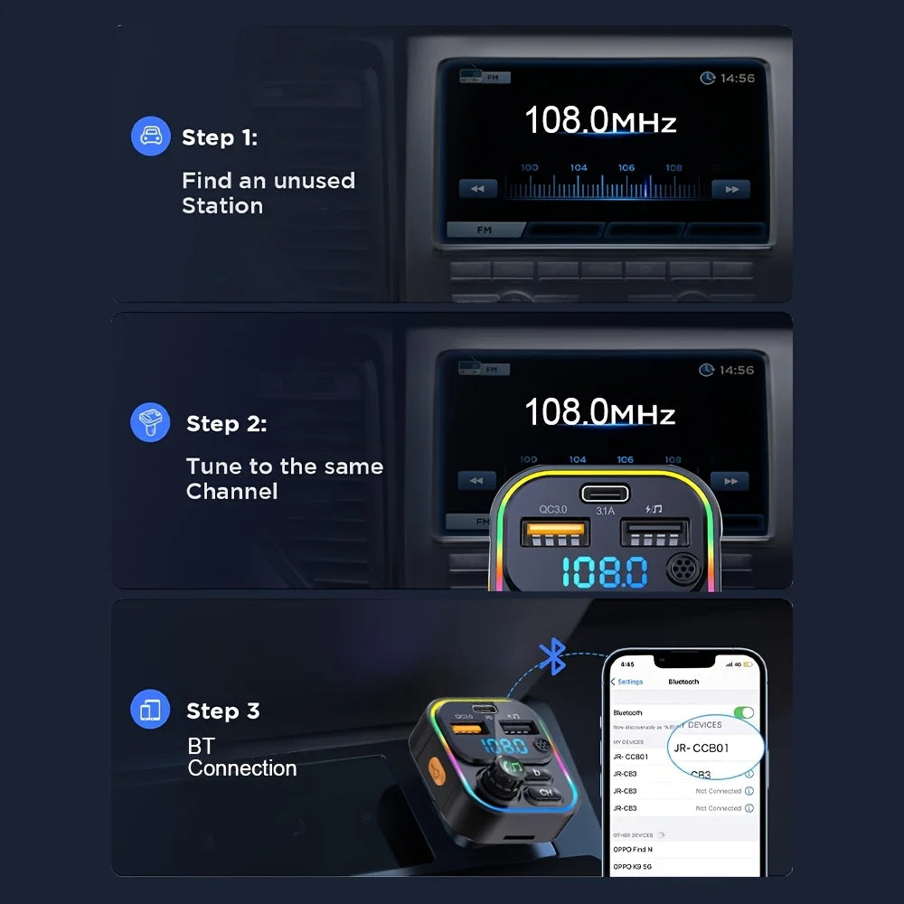 Bluetooth FM Transmitter with Fast Charging